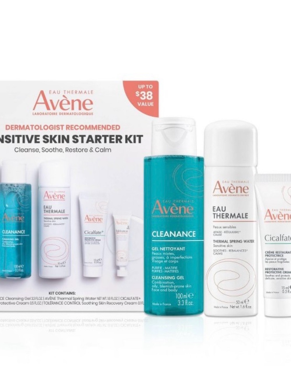 AVENE 4 Piece Sensitive Skin Starter Kit Dermatologist Recommended ~ New in Box